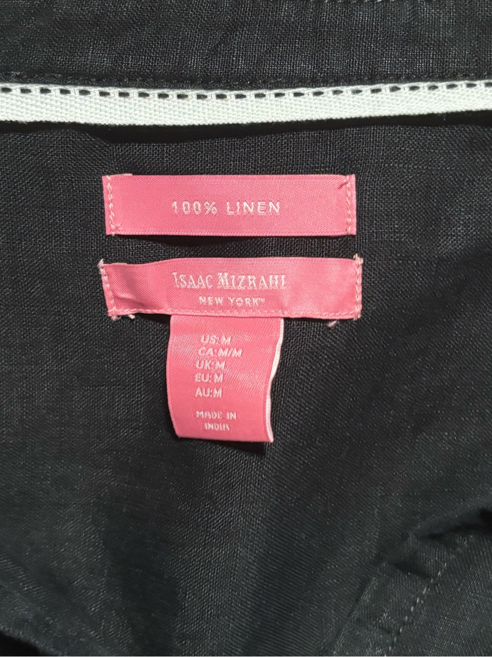 Isaac Mizrahi New York Black 100% Linen Boho Blouse Size M - Picture 4 of 4